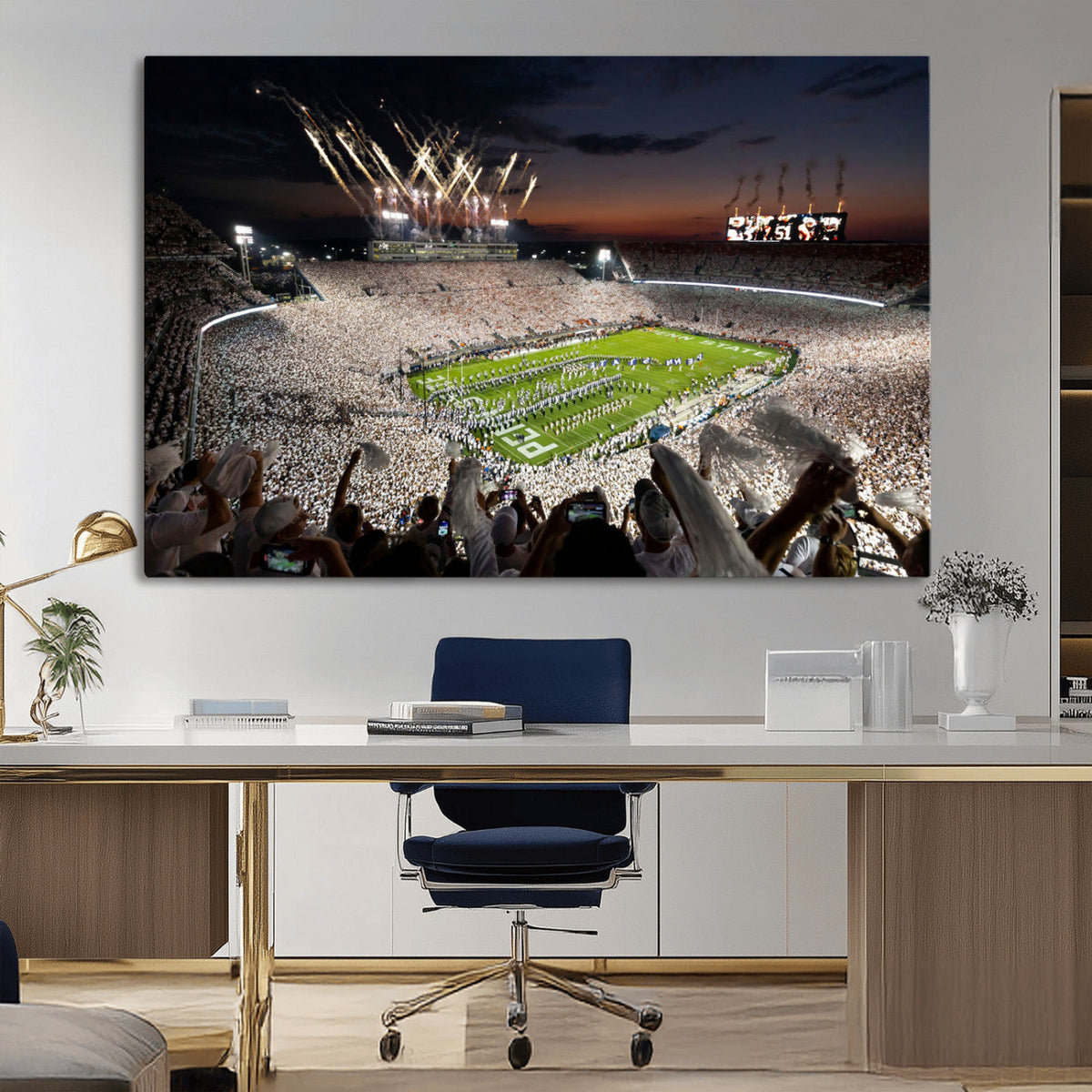 Penn State Stadium Wall Art – White Out Football Game Canvas