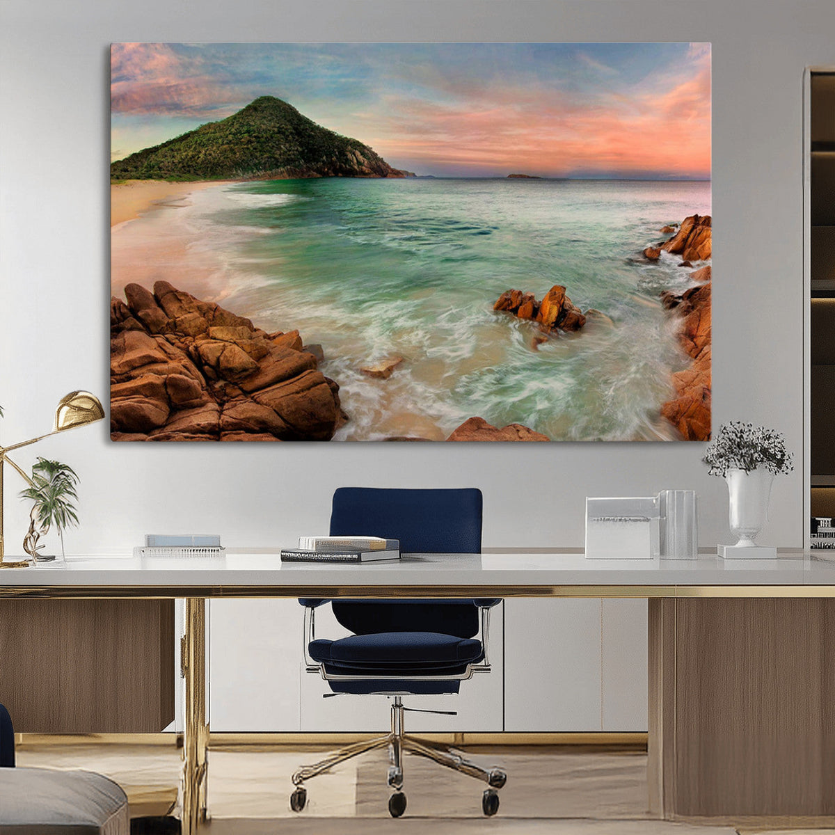 Coastal Landscape Wall Art Canvas Print – Rocky Shore and