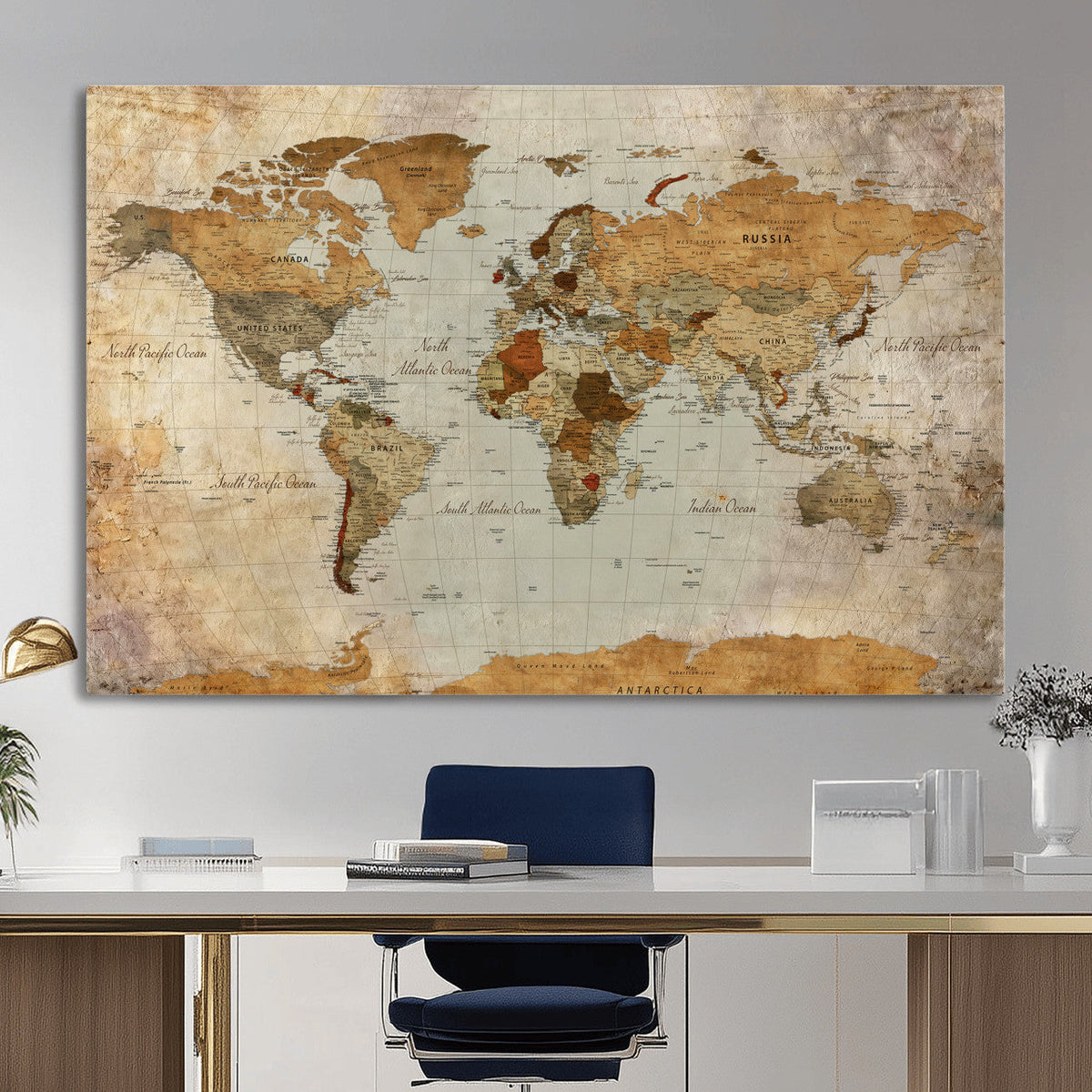 World Map Canvas Print – Detailed Map of the World Wall Art