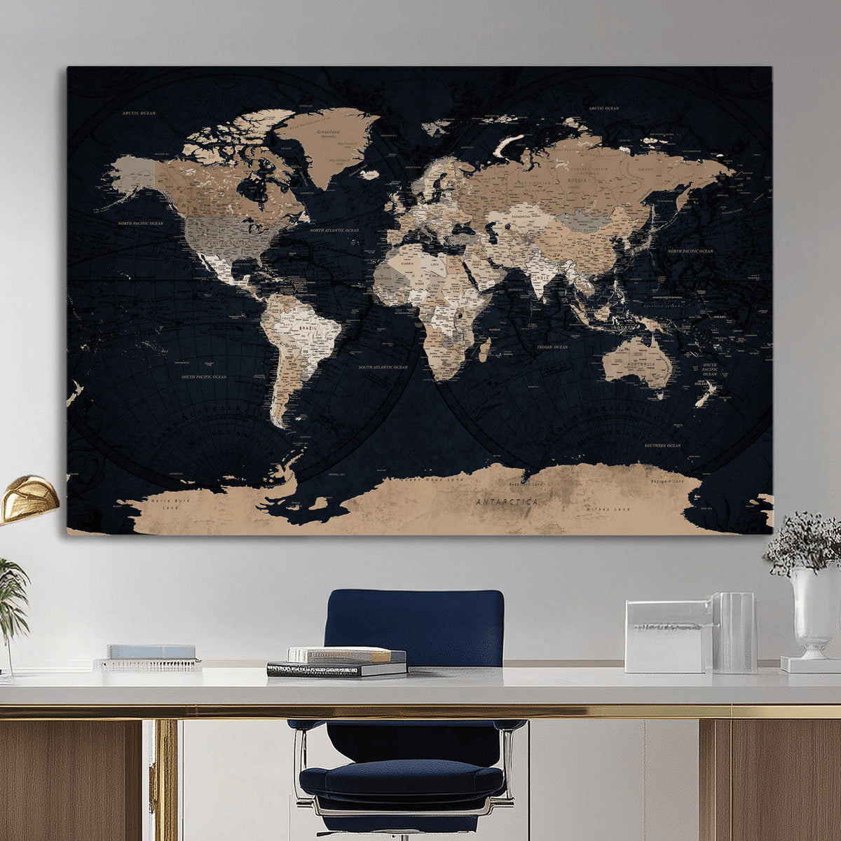 Grunge Wall Art World Map Canvas Print