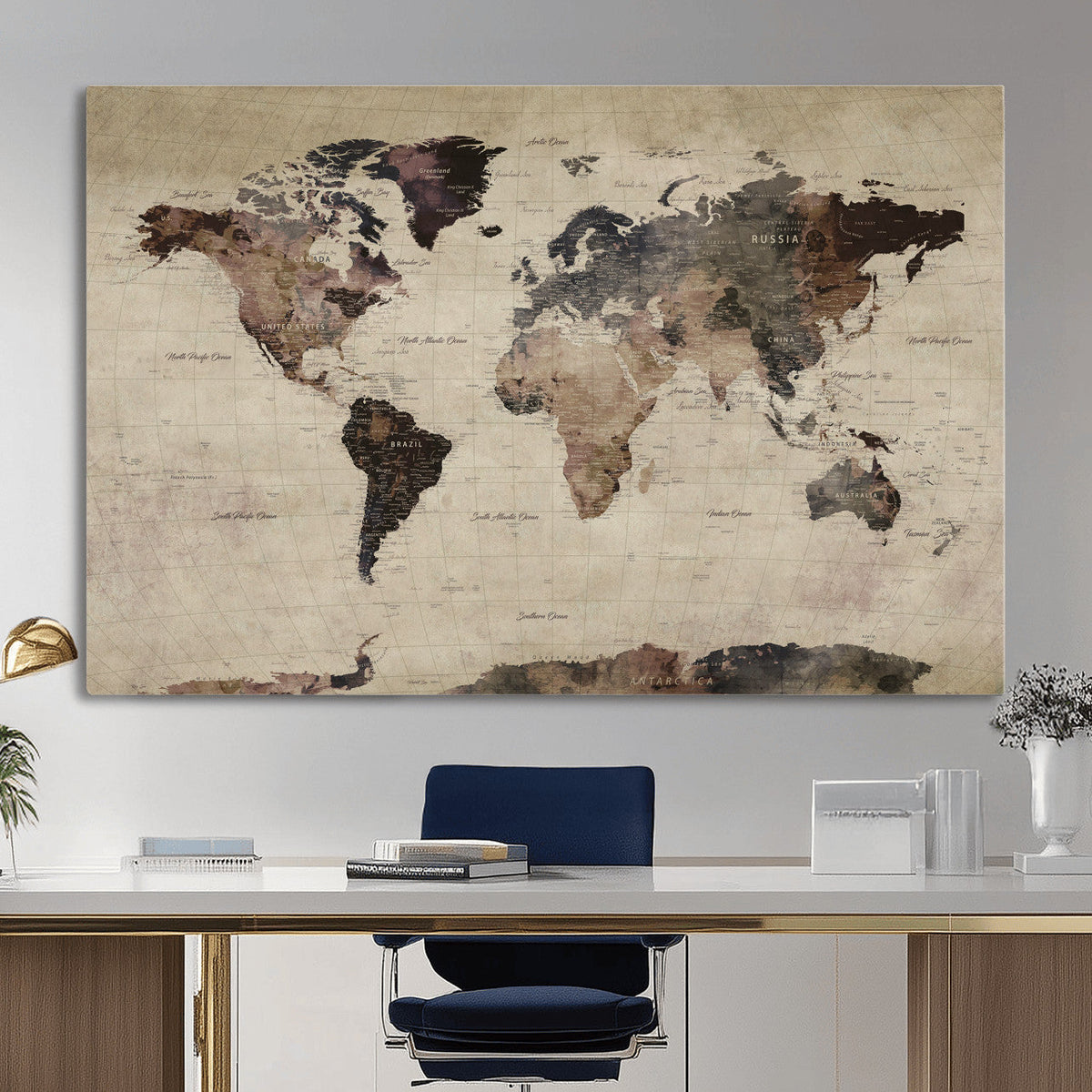 World Map Canvas Print – Detailed Map of the World Adventure