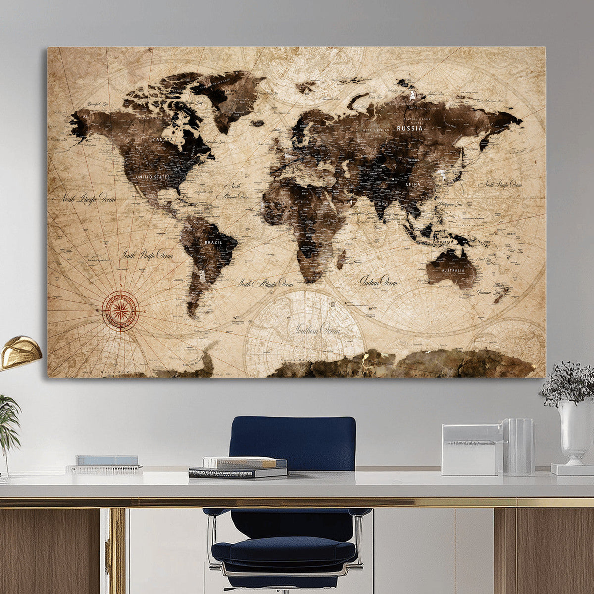 World Map Wall Art Canvas Print