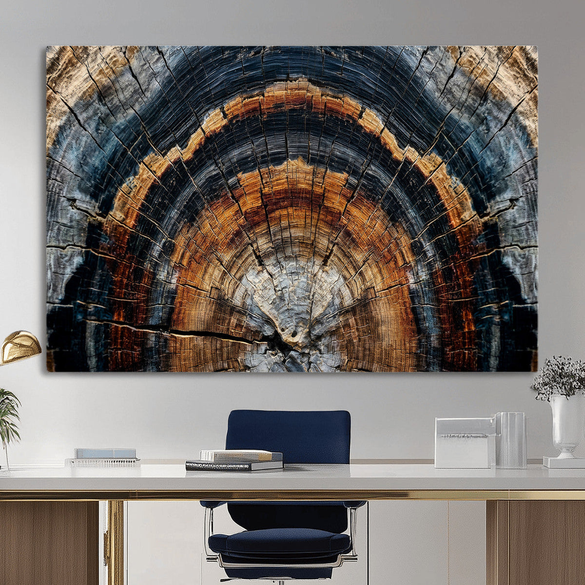 Abstract Wood Grain Canvas Print, Tree Ring Pattern Wall