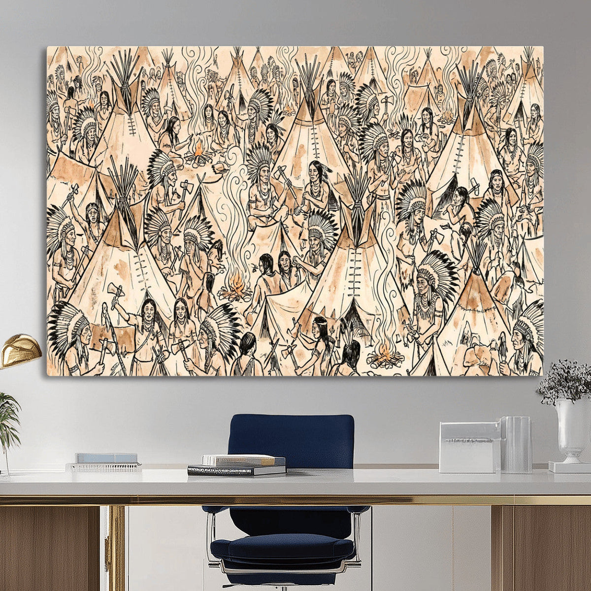 Native American Indian Wall Art Canvas Print - Abstract