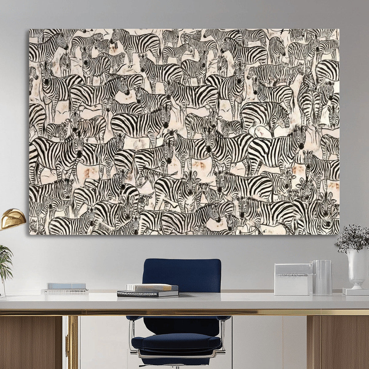 Abstract Zebra Wall Art Canvas Print for Farmhouse Decor