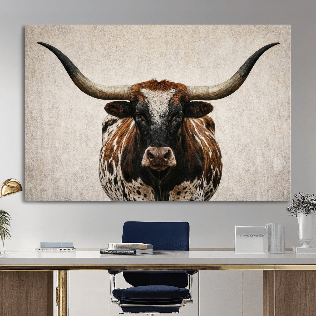 Texas Longhorn Canvas Wall Art Western Bull Desert Moody