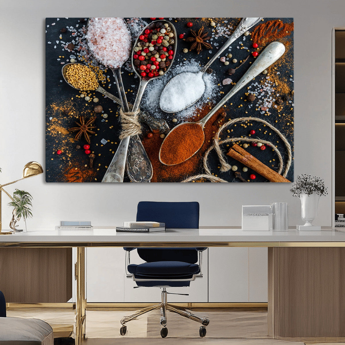 Spices and Seasonings Canvas Wall Art – Colorful Triptych
