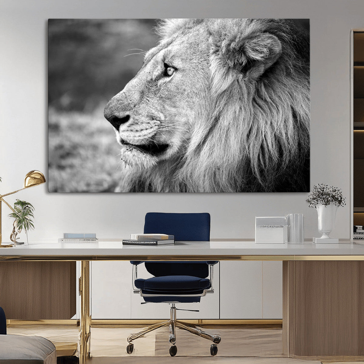 Lion Wall Art Canvas Print – Framed Majestic Wildlife