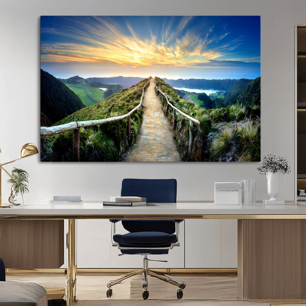Mountain and Sunset Wall Art Canvas Print