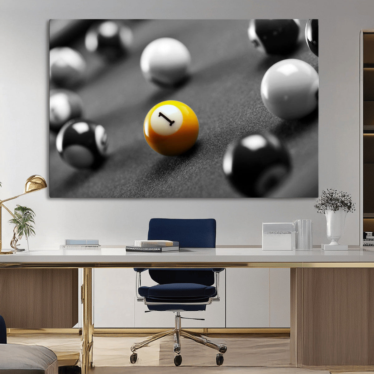 Wall Art Pool Table and Balls Canvas Print