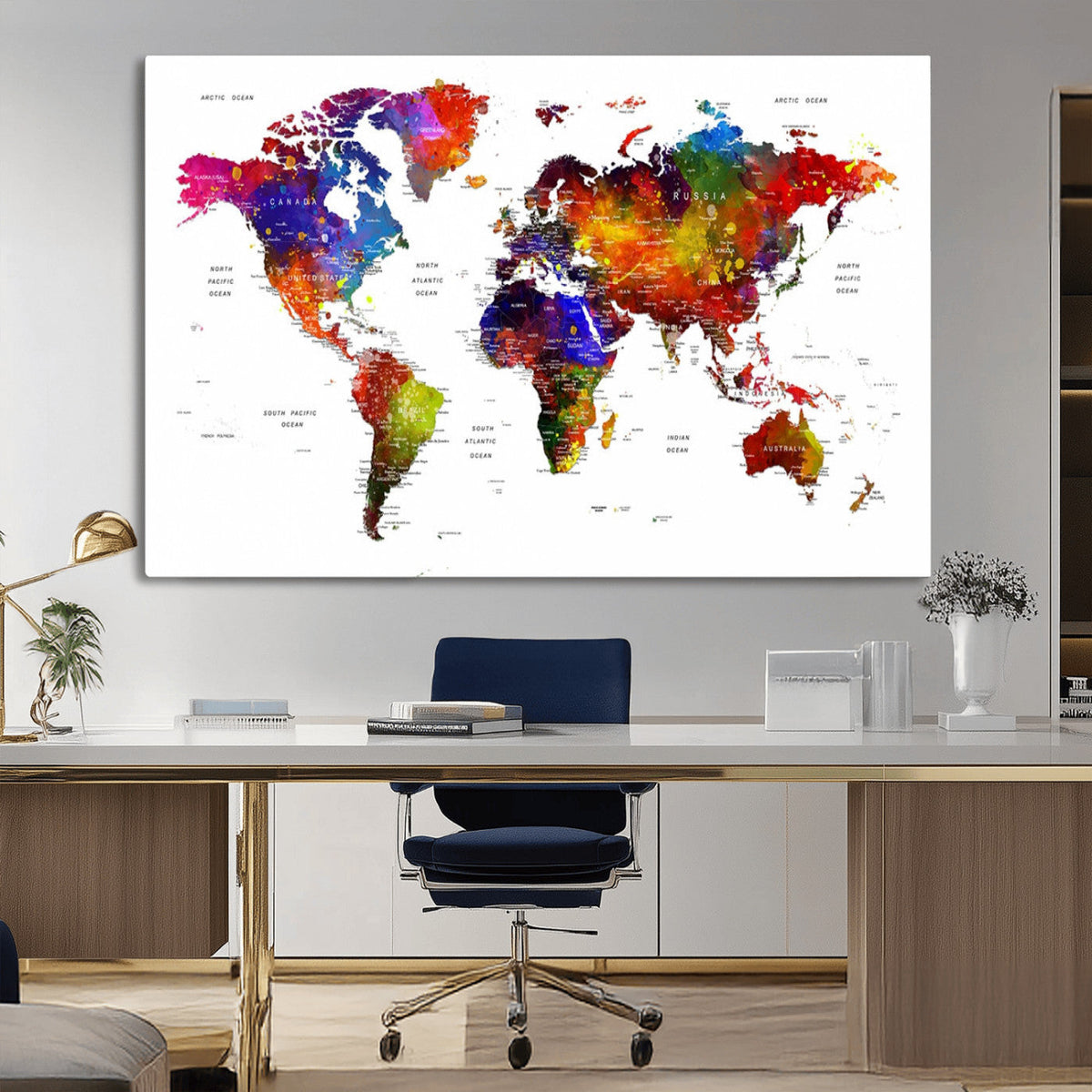 World Map Canvas Print – Detailed Map of the World Wall Art