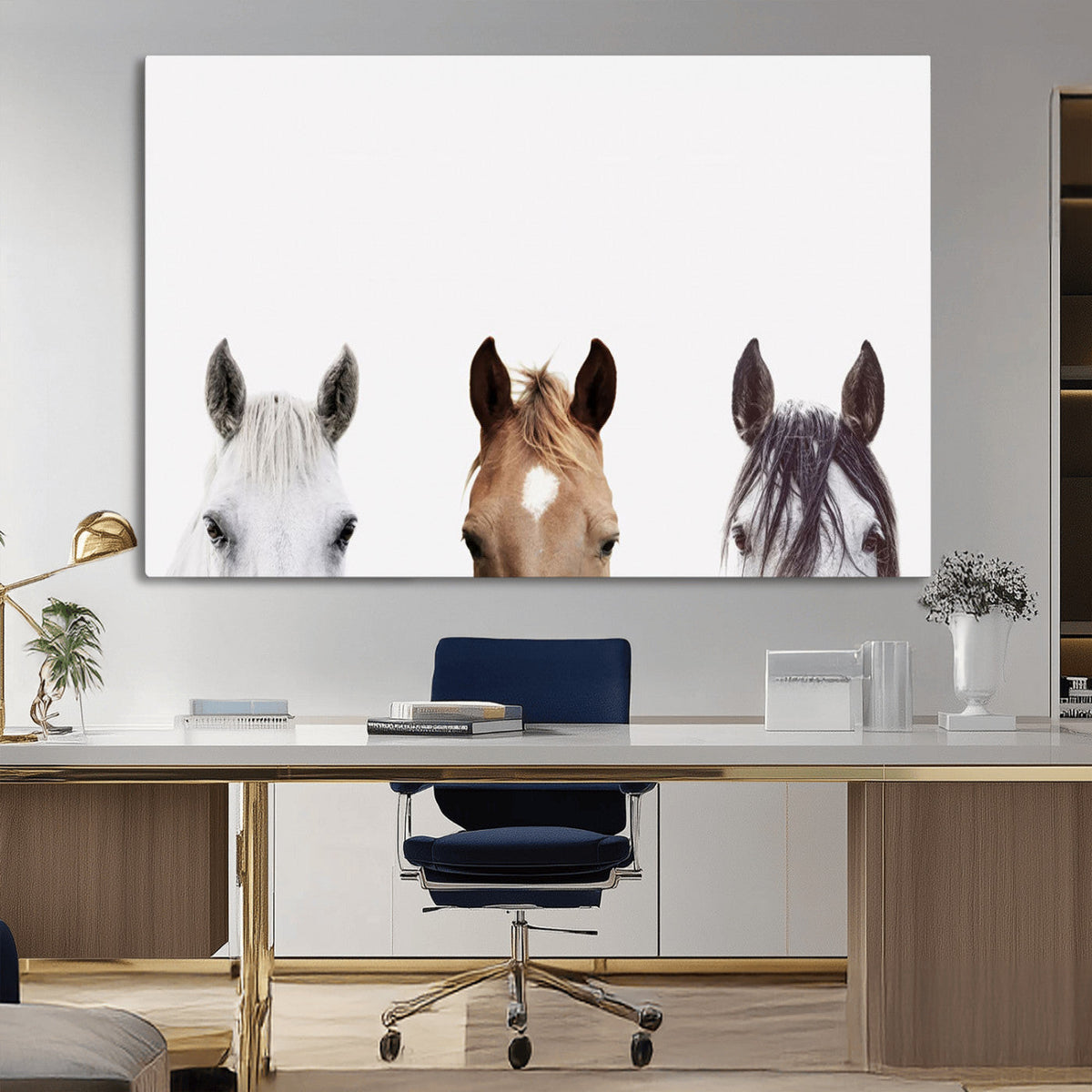 Horse Prints Set, Set of 3 Horse Wall Art, Horses Portraits,