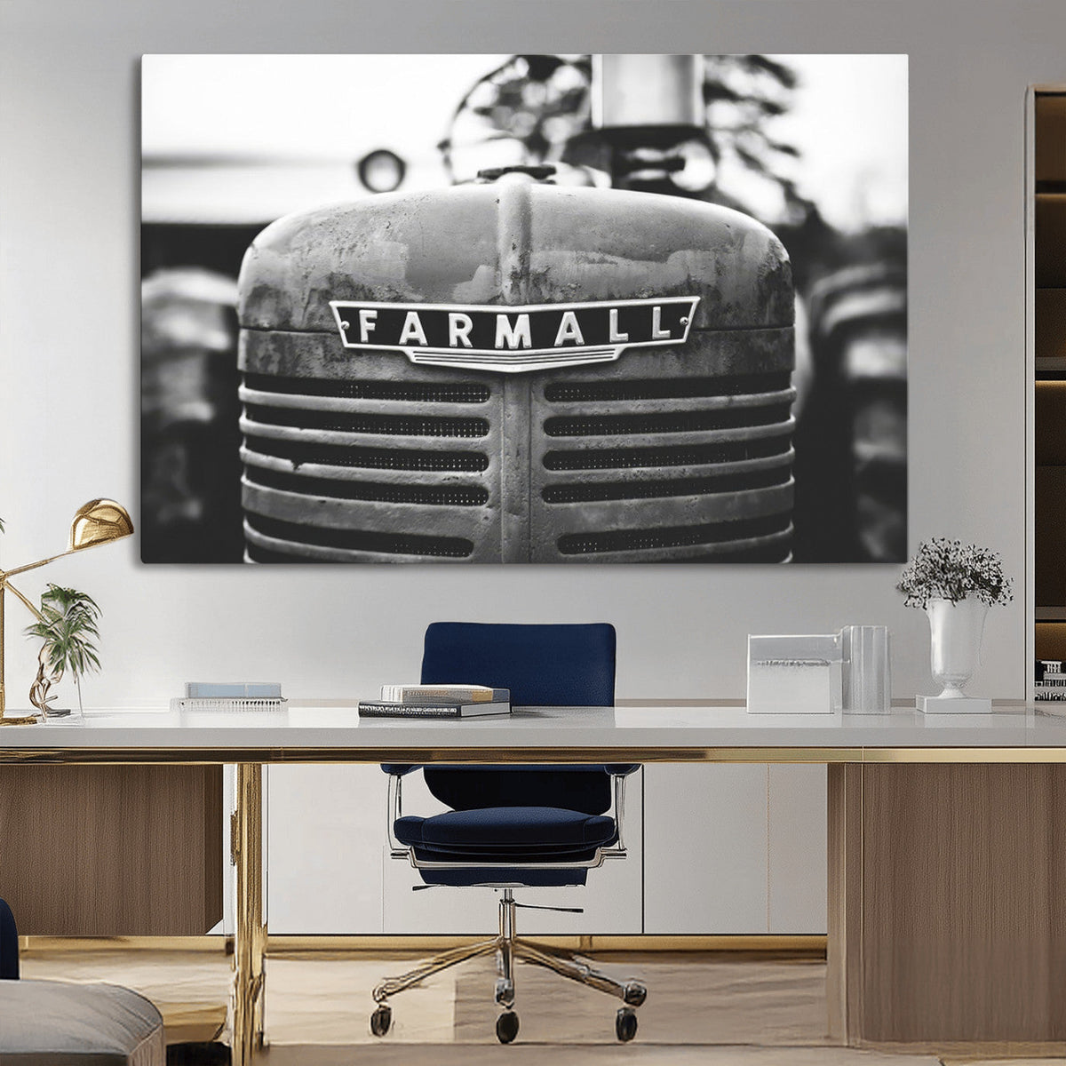 Vintage Farmall Tractor Wall Art Canvas Print, Rustic
