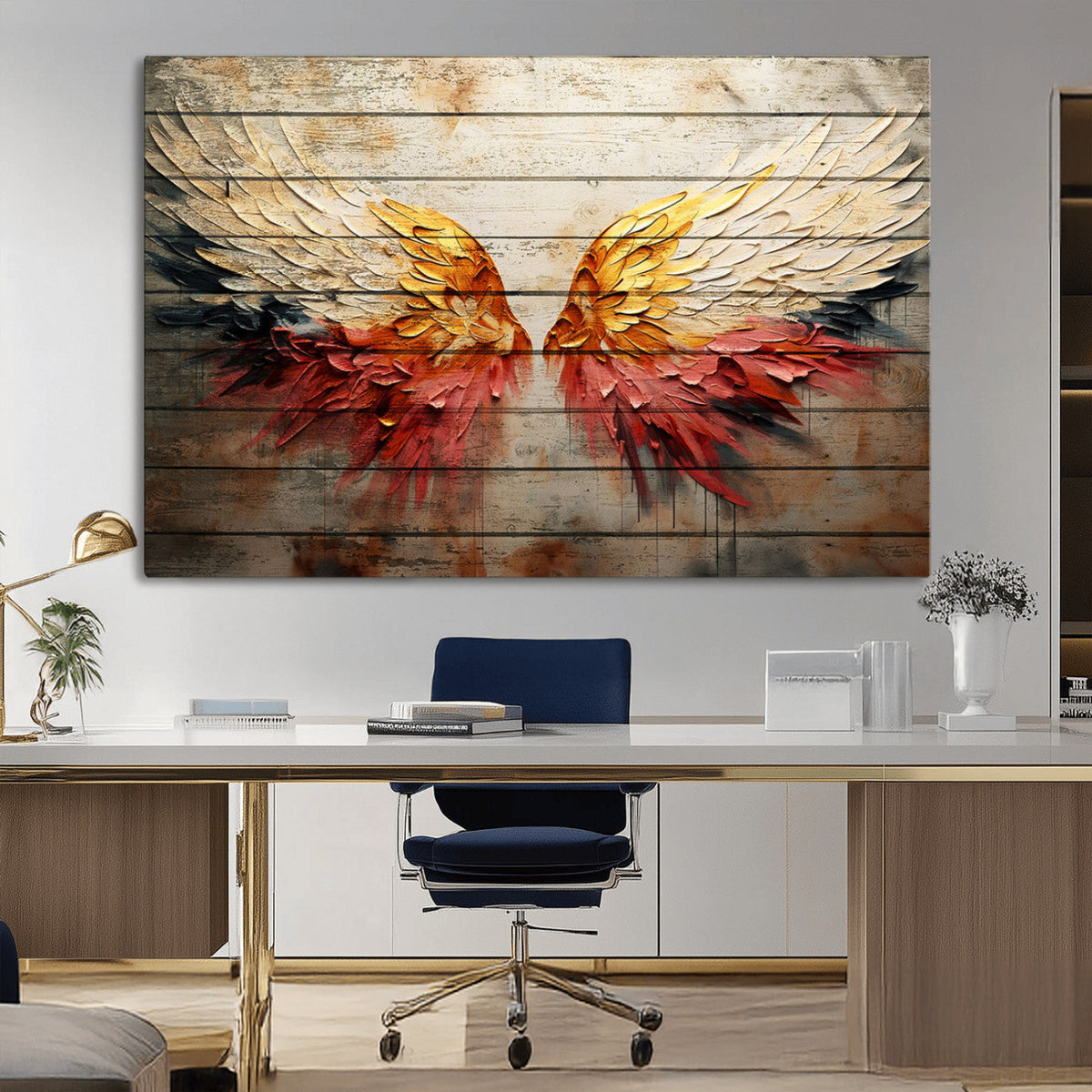 Abstract Angel Wings Canvas Wall Art – Framed and Ready to