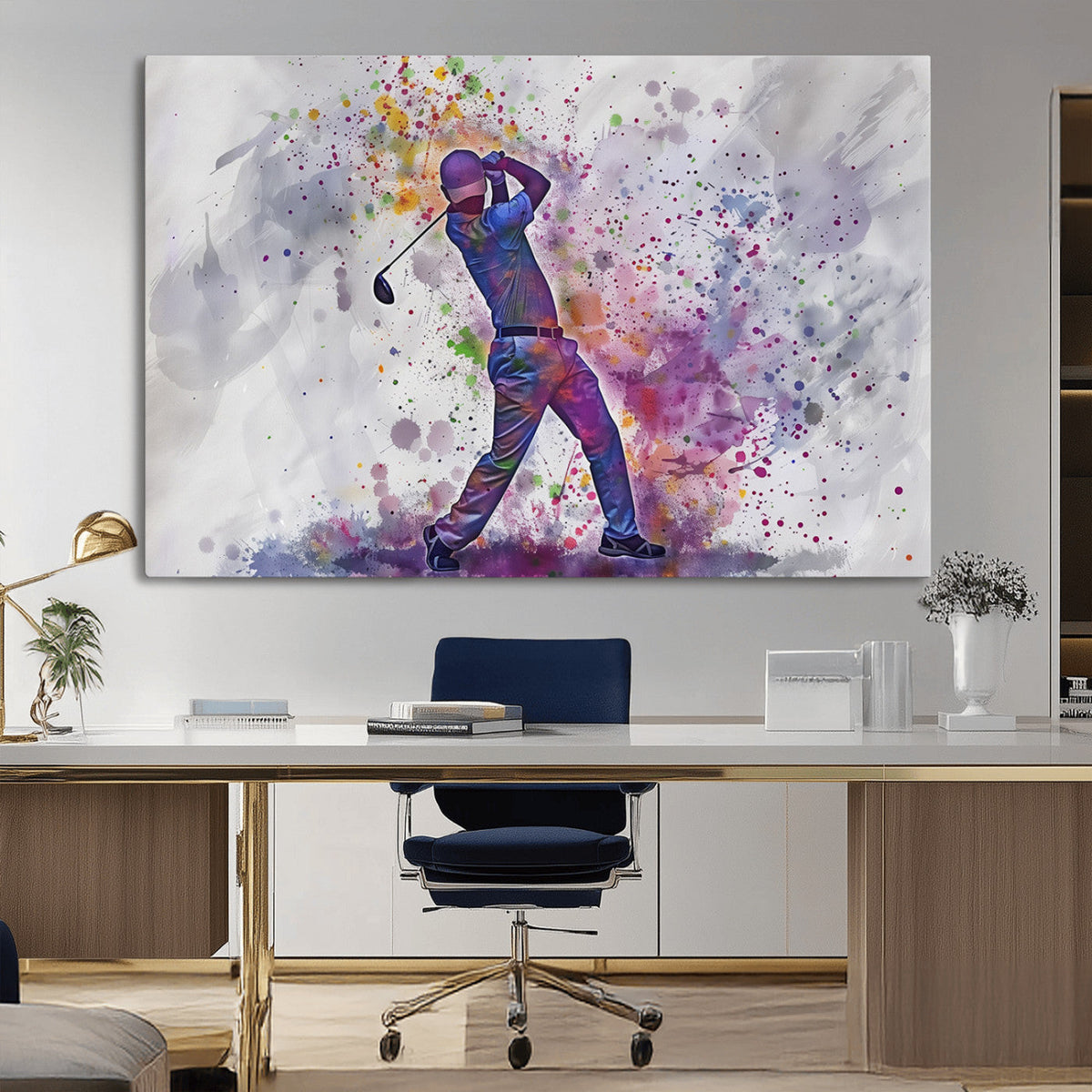 Watercolor Golf Swing Wall Art Canvas Print | Vibrant