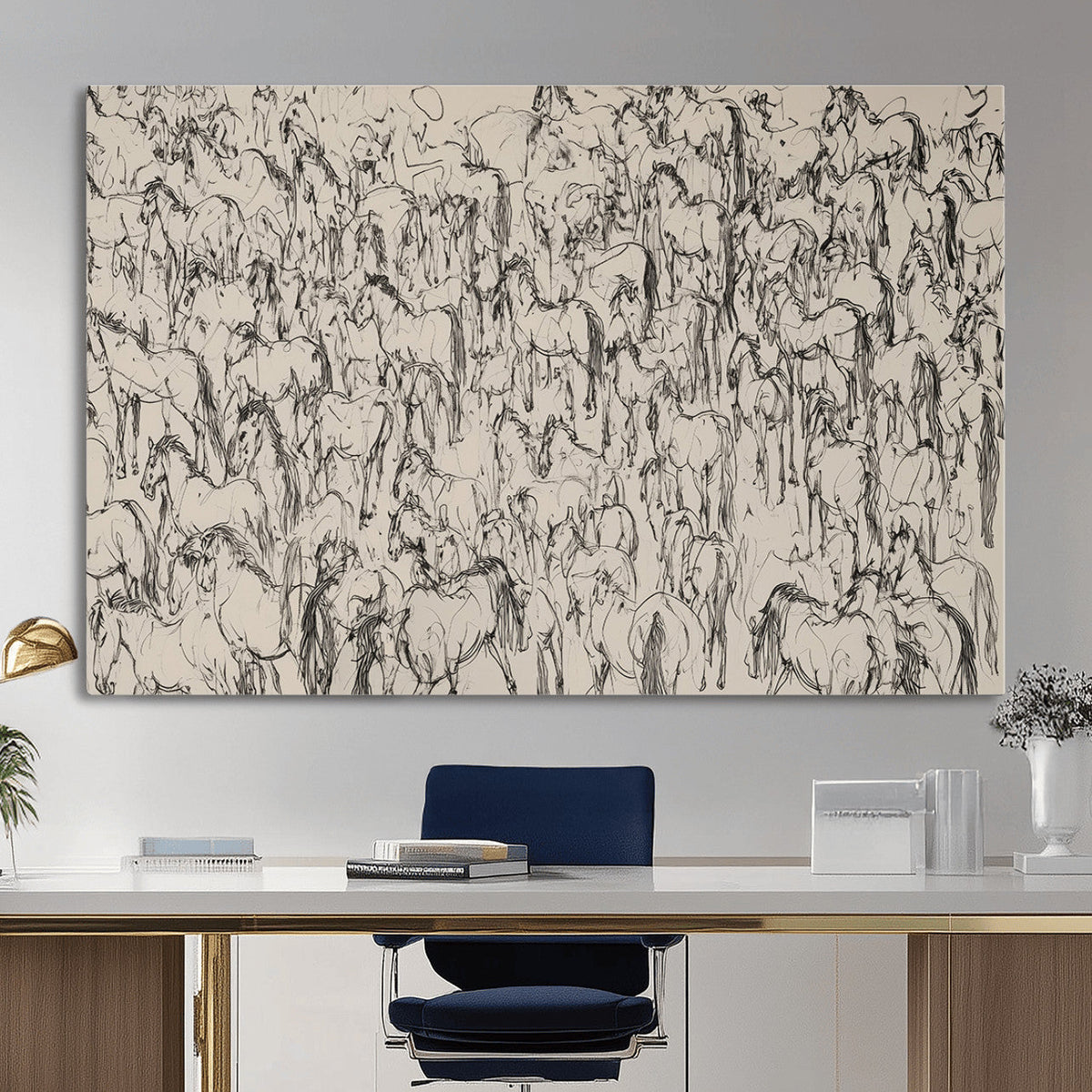 Abstract Horse Sketch Wall Art | Ready to Hang and Framed |