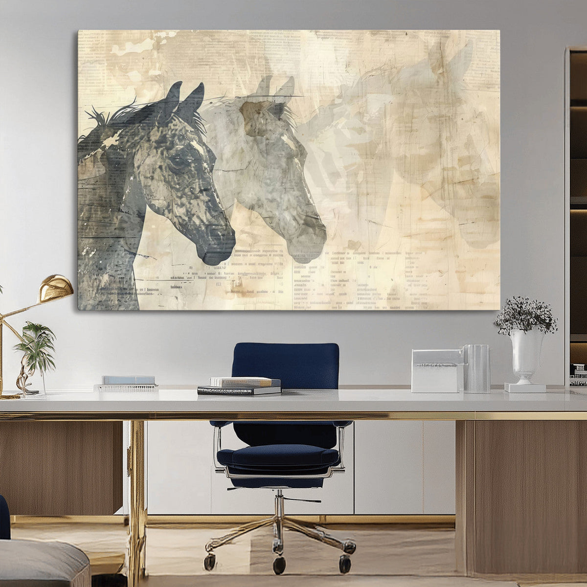 Abstract Horse Canvas Print | Modern Farmhouse Wall Art |