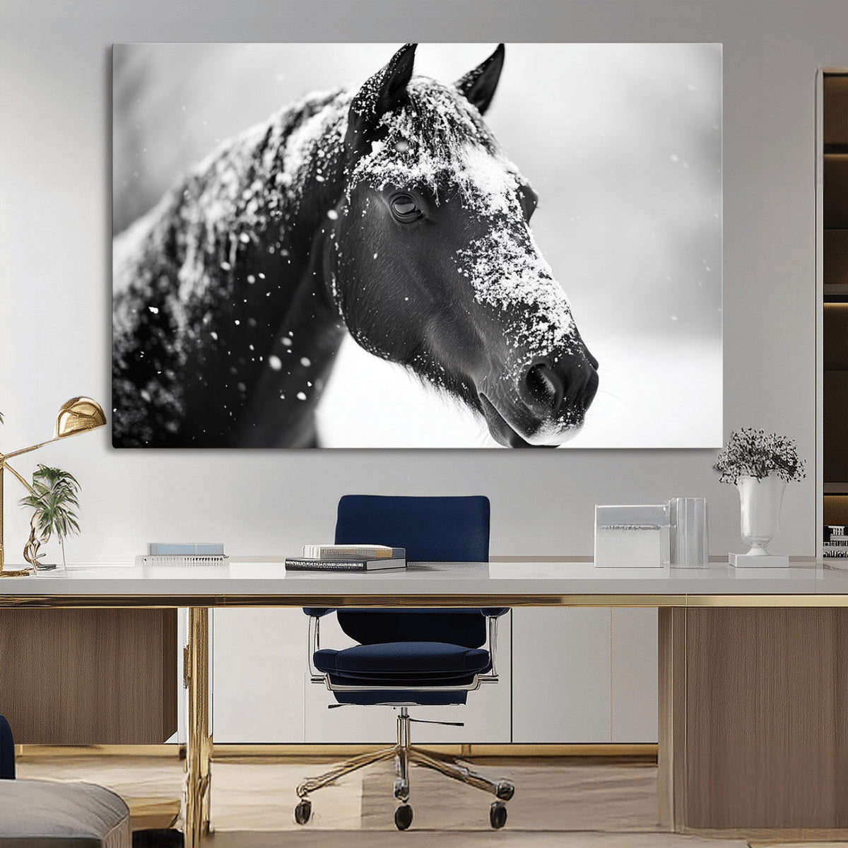 Horse Canvas Print - Winter Horse Snow Wall Art Canvas Print
