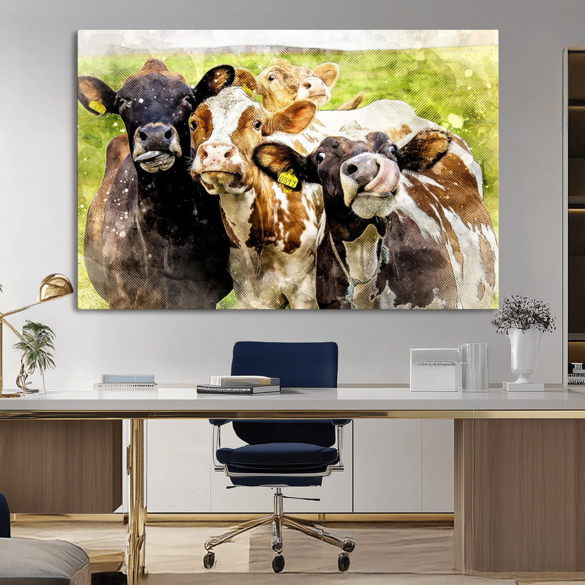 Curious Cows Farmhouse Wall Art | Ready to Hang and Framed