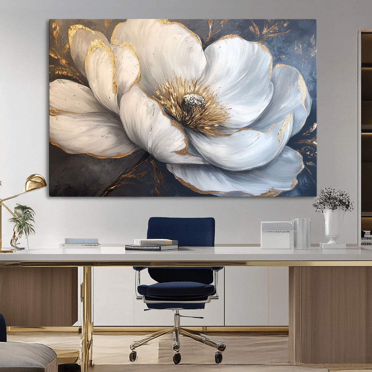 White Magnolia Flower Wall Art Canvas Print | Abstract