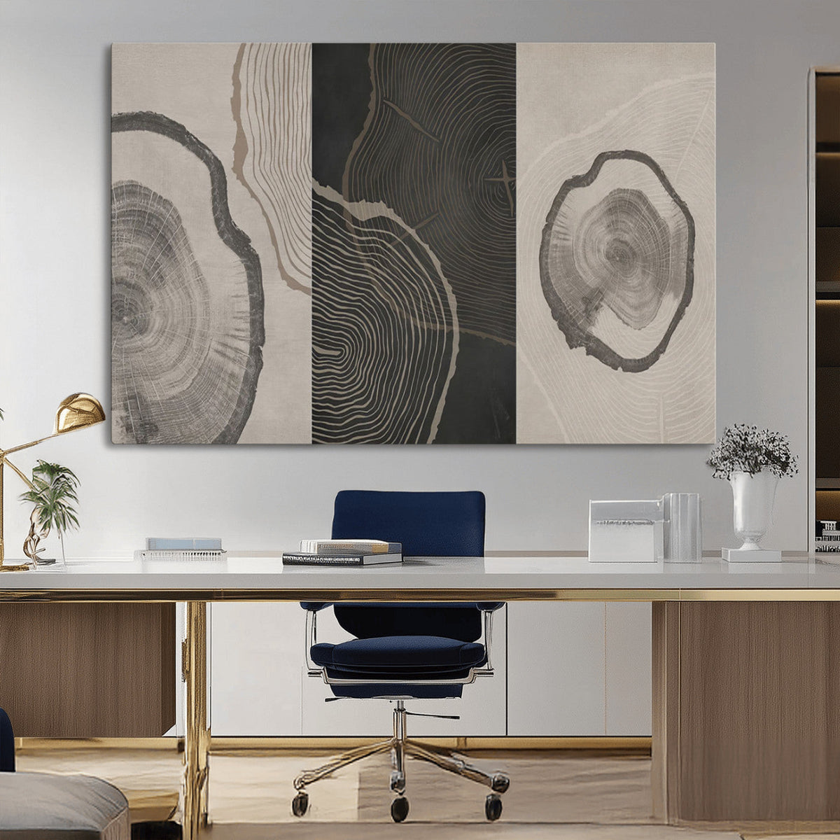 Minimalist Tree Rings Wall Art | Modern Abstract Canvas