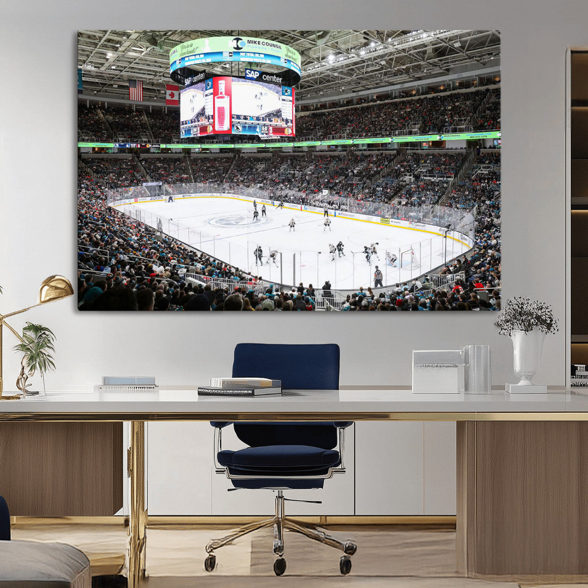 Sharks Arena Blackhawks Sharks Ice Hockey Stadium Wall Art