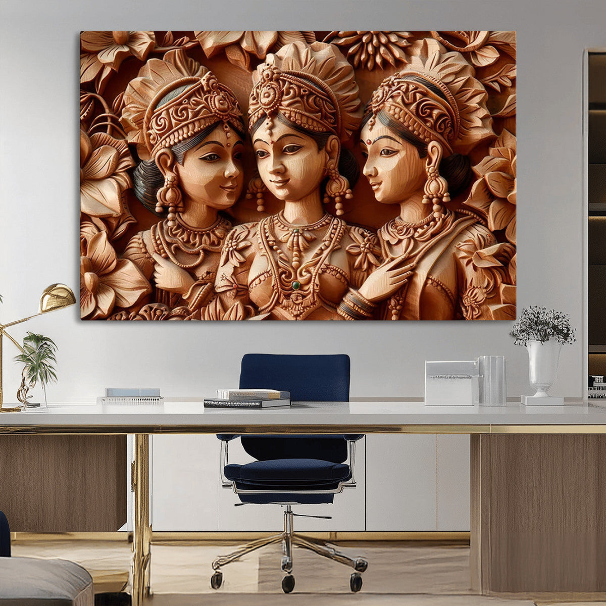 Indian Woman Statue Wall Art Canvas Print