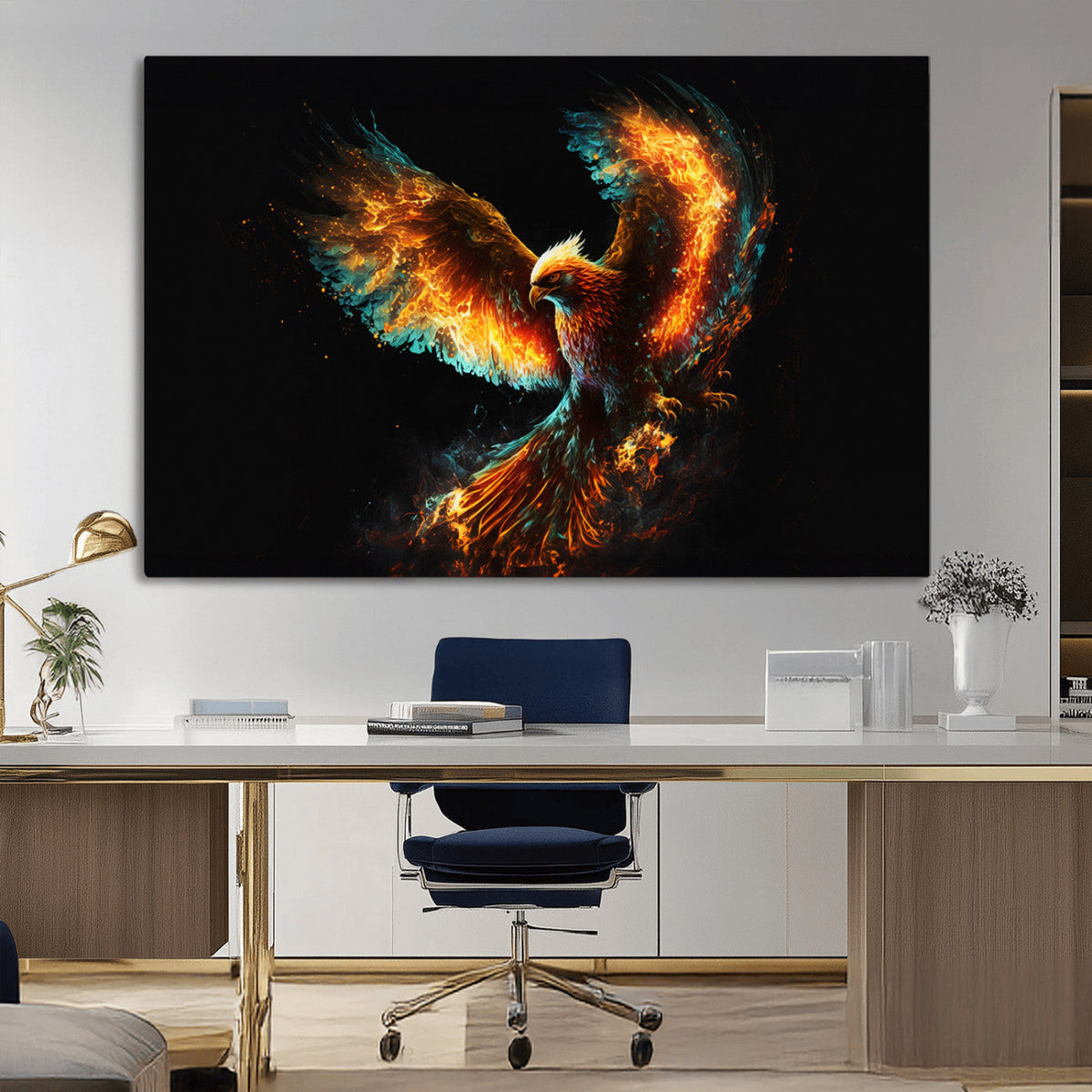 Fiery Phoenix Canvas Print | Ready to Hang Wall Art | Bold