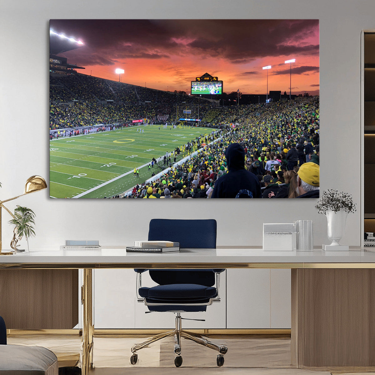 Eugene Autzen Stadium Canvas Wall Art Print – Sunset Over