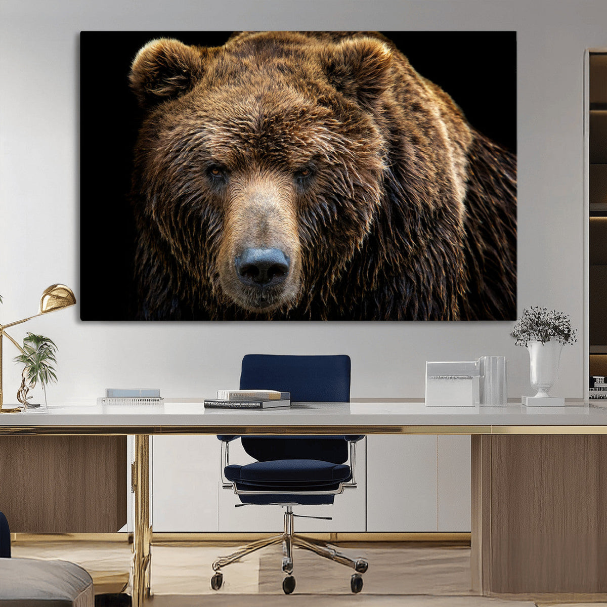 Grizzly Brown Bear Canvas Wall Art, Wildlife Animal Canvas