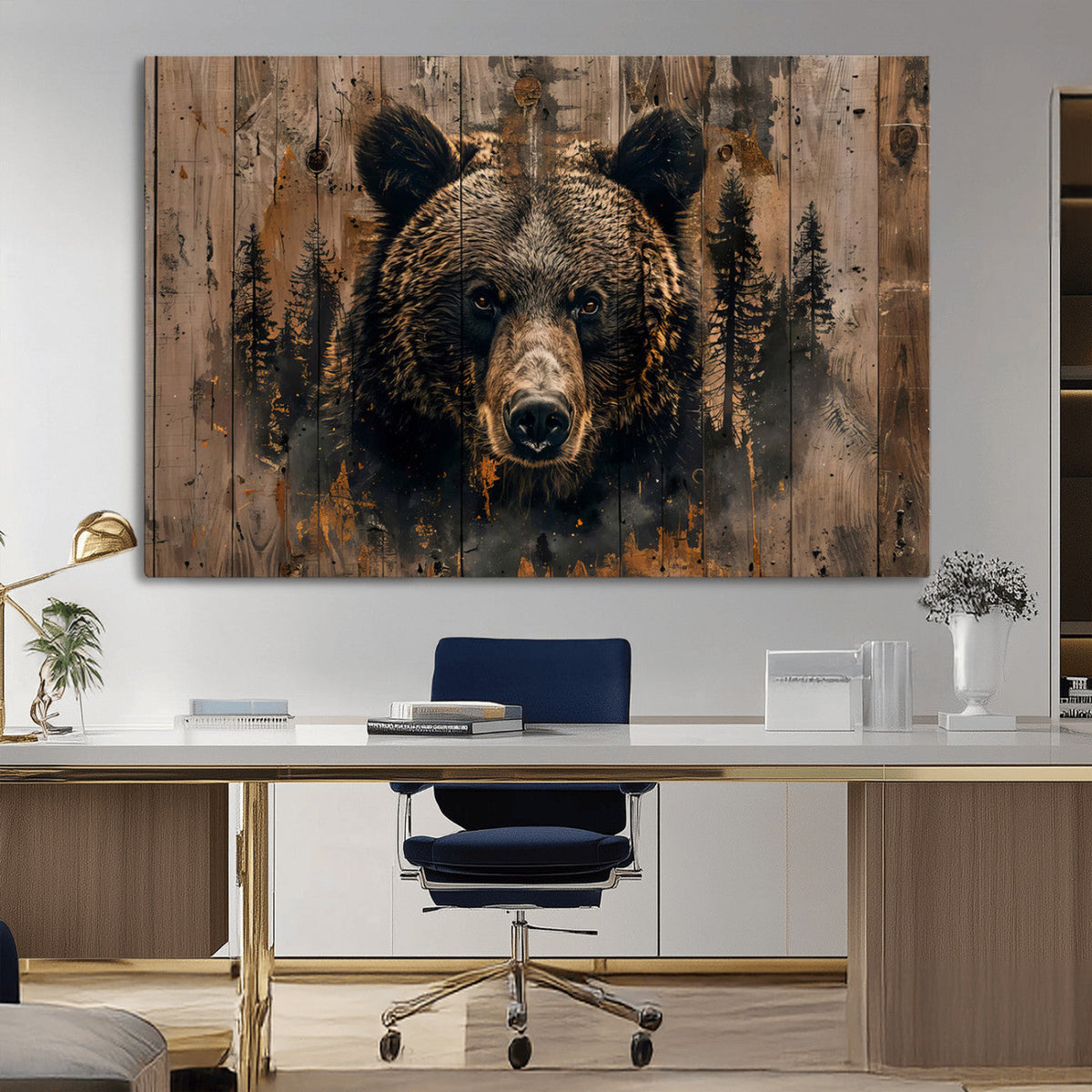 Rustic Grizzly 399 Wall Art | Triptych Canvas Print | Rustic