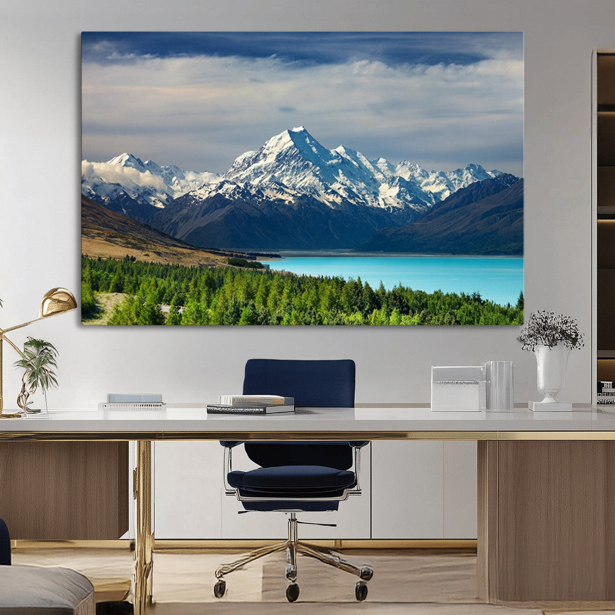 Mount Cook and Lake Pukaki Canvas Wall Art Print – Majestic