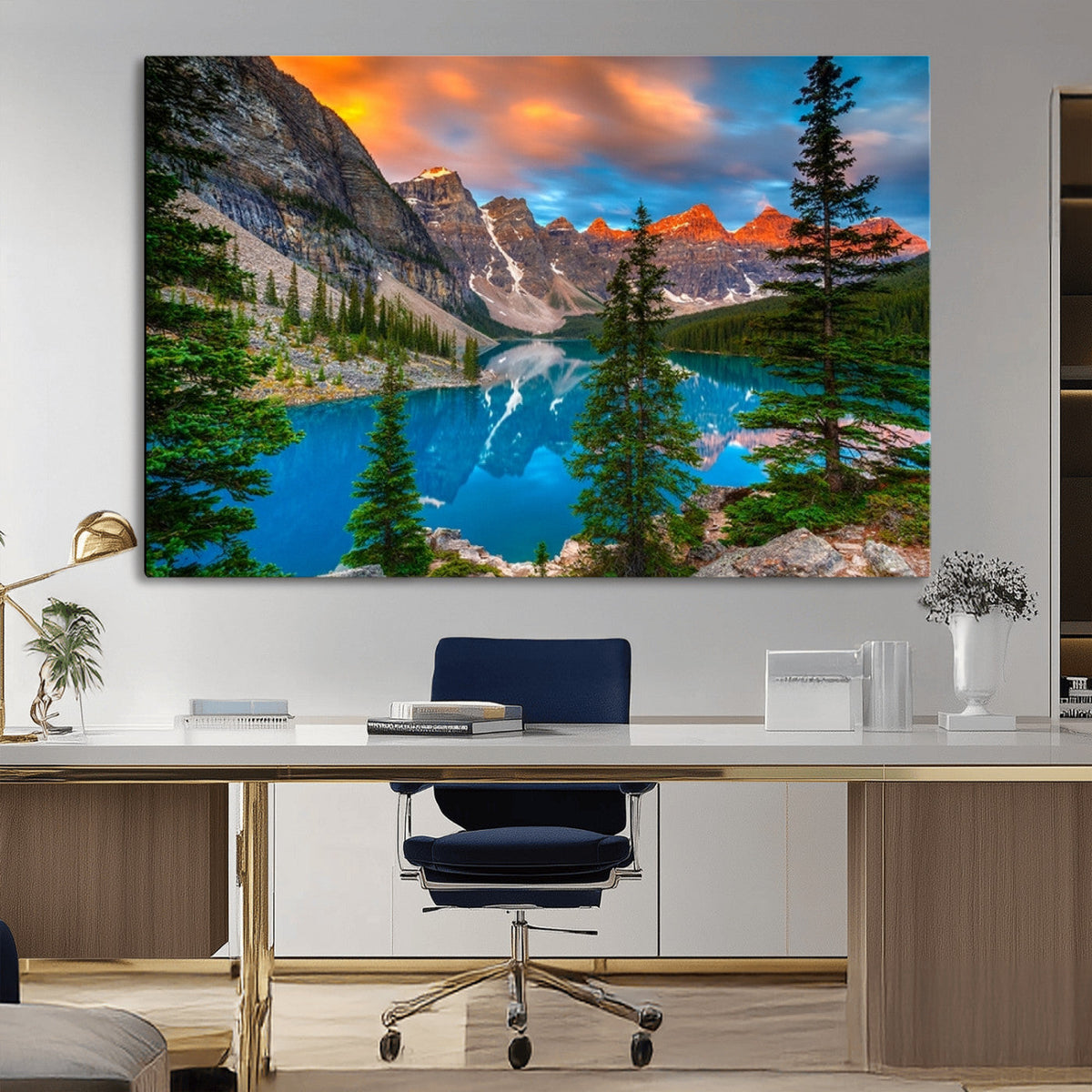 Canadian Rockies Moraine Lake Wall Art Canvas Print, Pine
