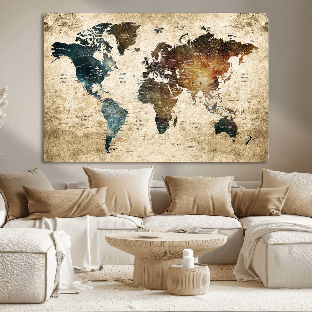 World Map Canvas Print – Detailed Map of the World Wall Art