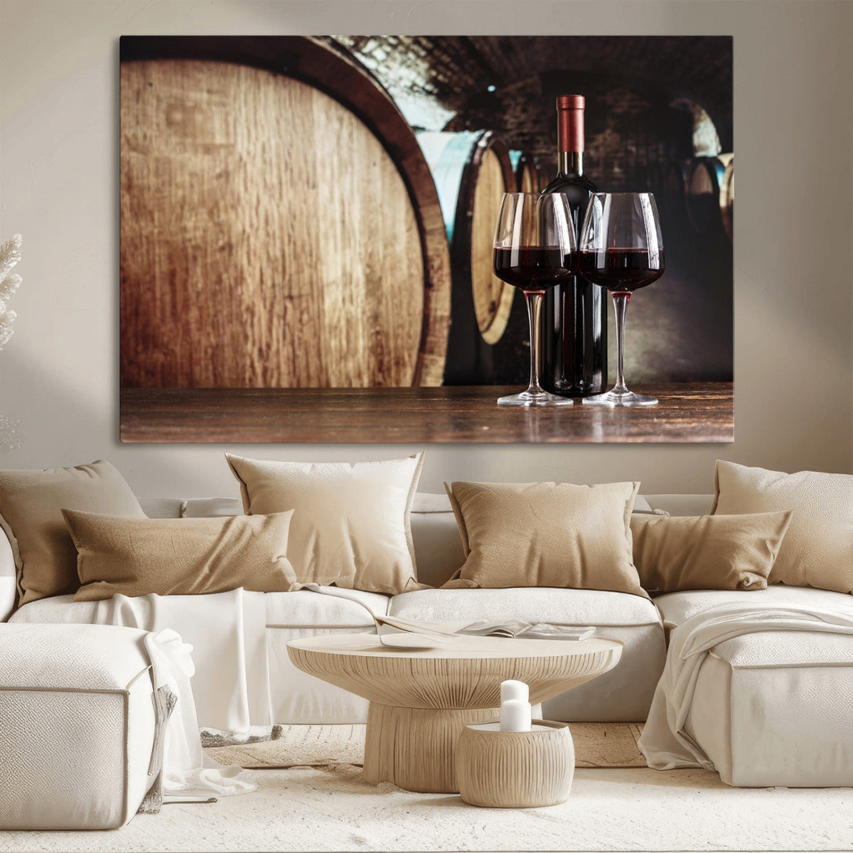 Wine and Barrel Wall Art Canvas Print