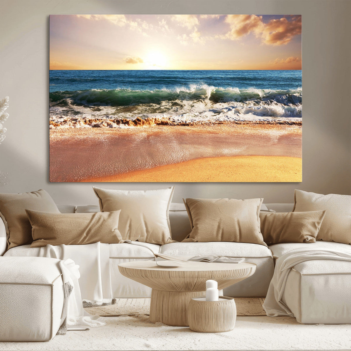 Serene Beach Path Canvas Art, Giclee Canvas Print with