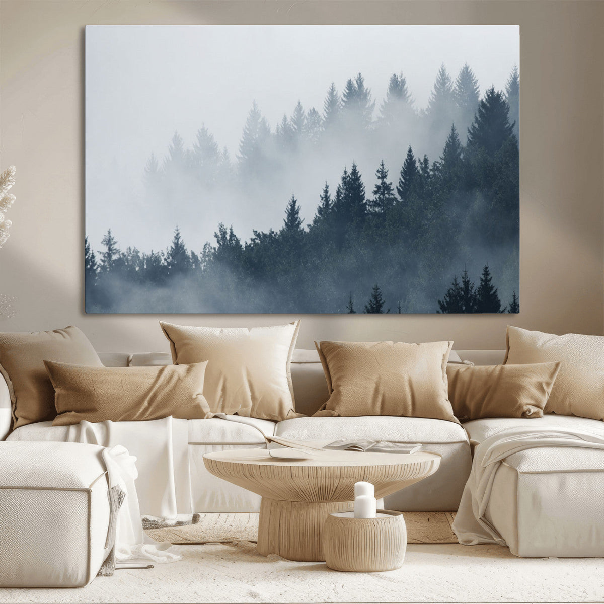 Foggy Pine Forest Wall Art Canvas Print