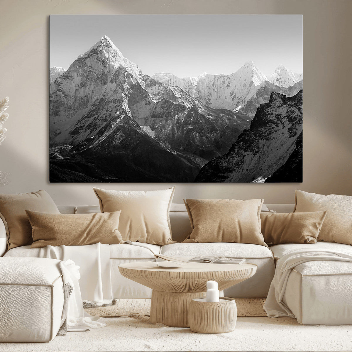 Everest Himalaya Mountain Peaks Black & White Triptych