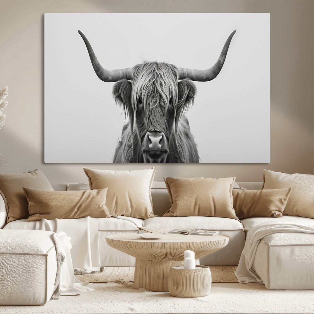 Farmhouse Longhorn Wall Art Canvas Print, Longhorn Texas