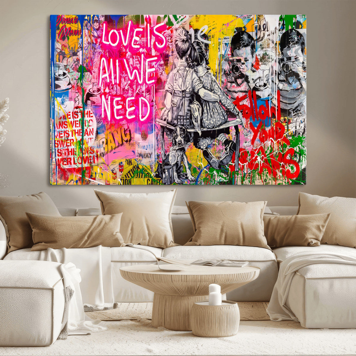 Follow Your Dreams & Love is All We Need Graffiti Street Art