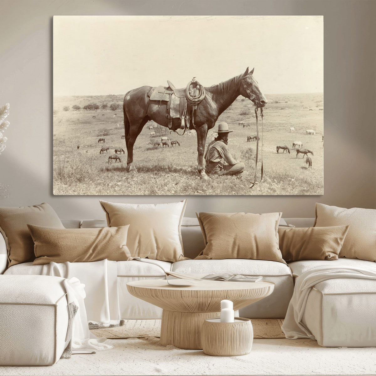 Cowboy Wall Art - Western Horse Canvas Print - Vintage