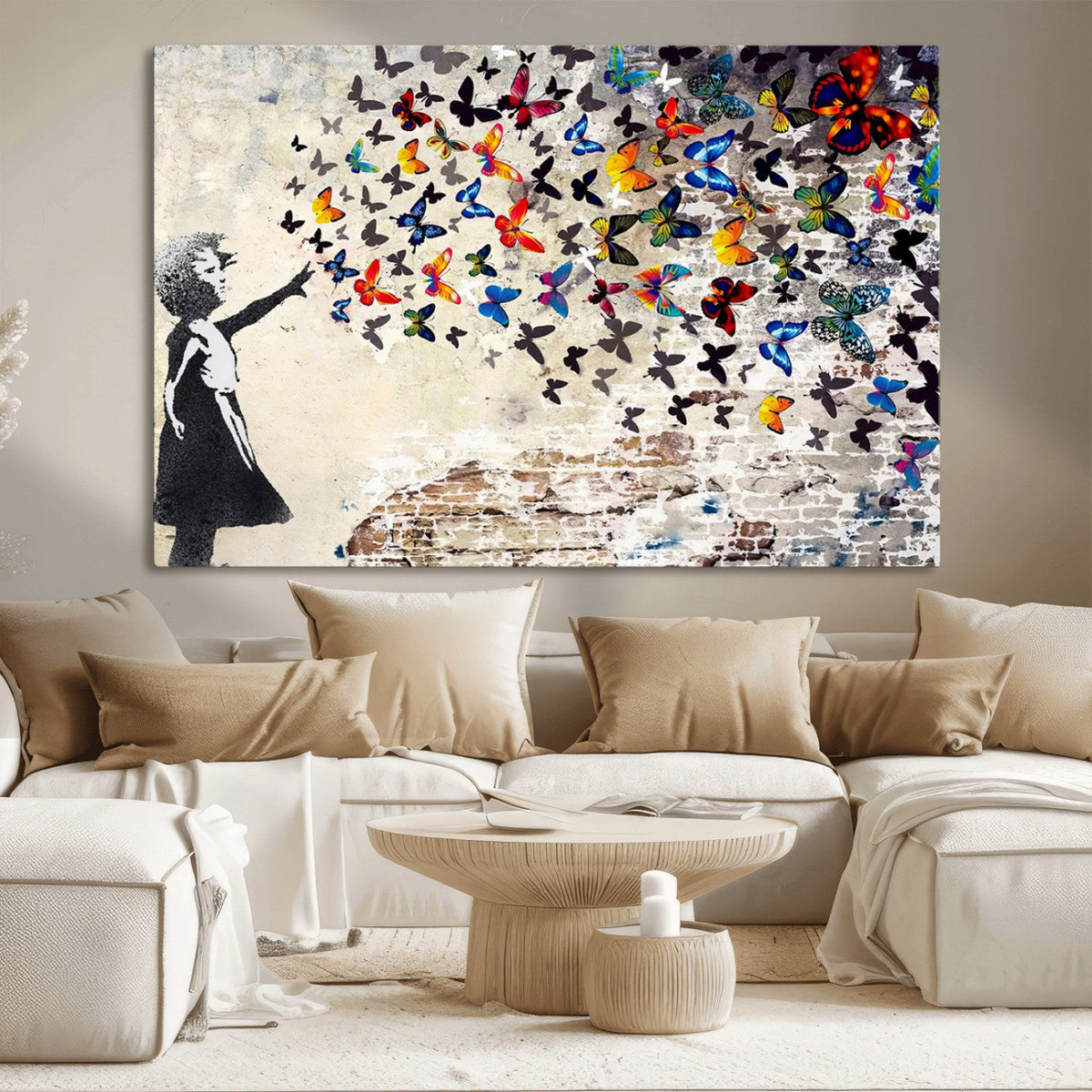 Banksy Graffiti Wall Art Canvas Print: Girl Releasing