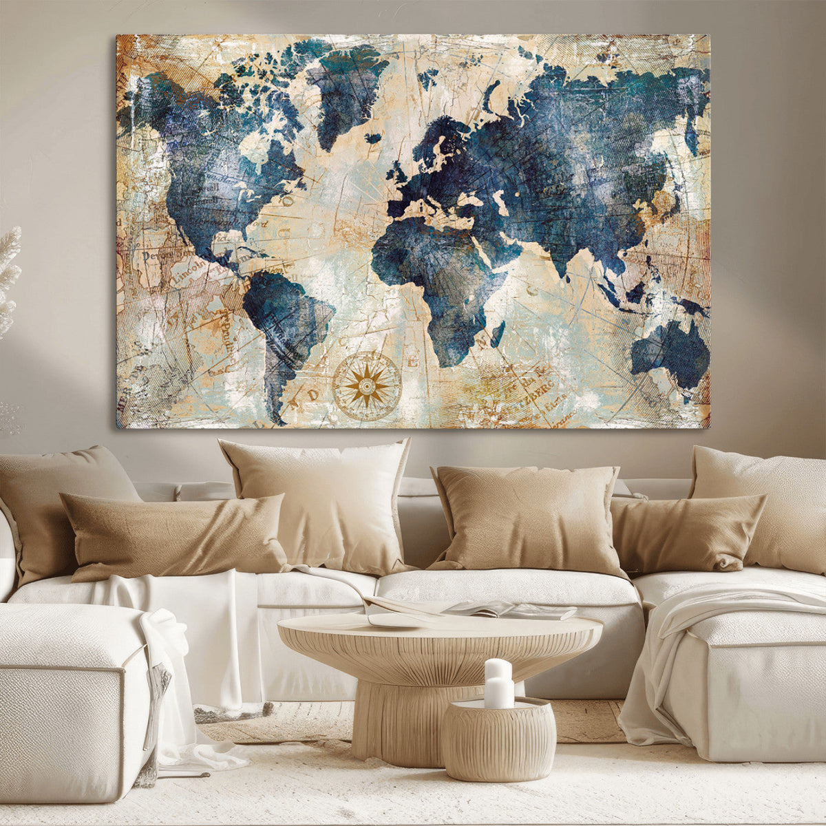 World Map Canvas Print – Framed Wall Art for Couples,