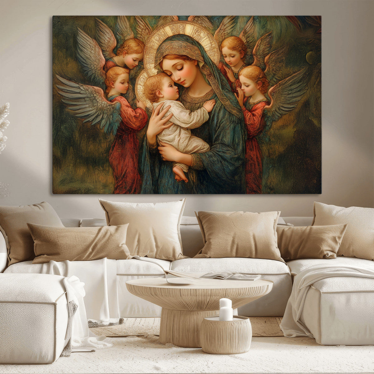 Mary Jesus Canvas Wall Art Print - Madonna and Child with