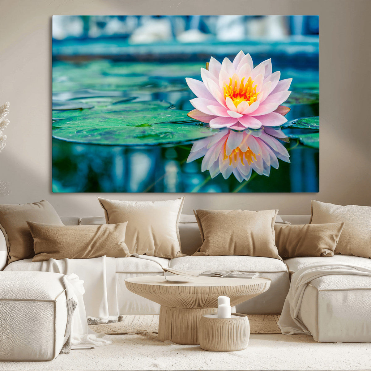 Lotus Flower Wall Art Canvas Print, Water Lily Large Wall