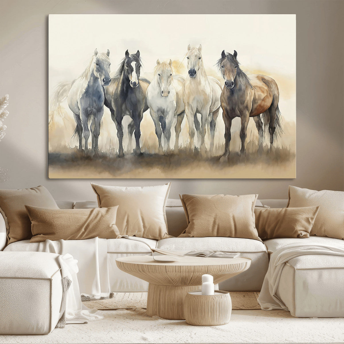 Wild Horses Wall Art Canvas Print, Framed Running Horses Art
