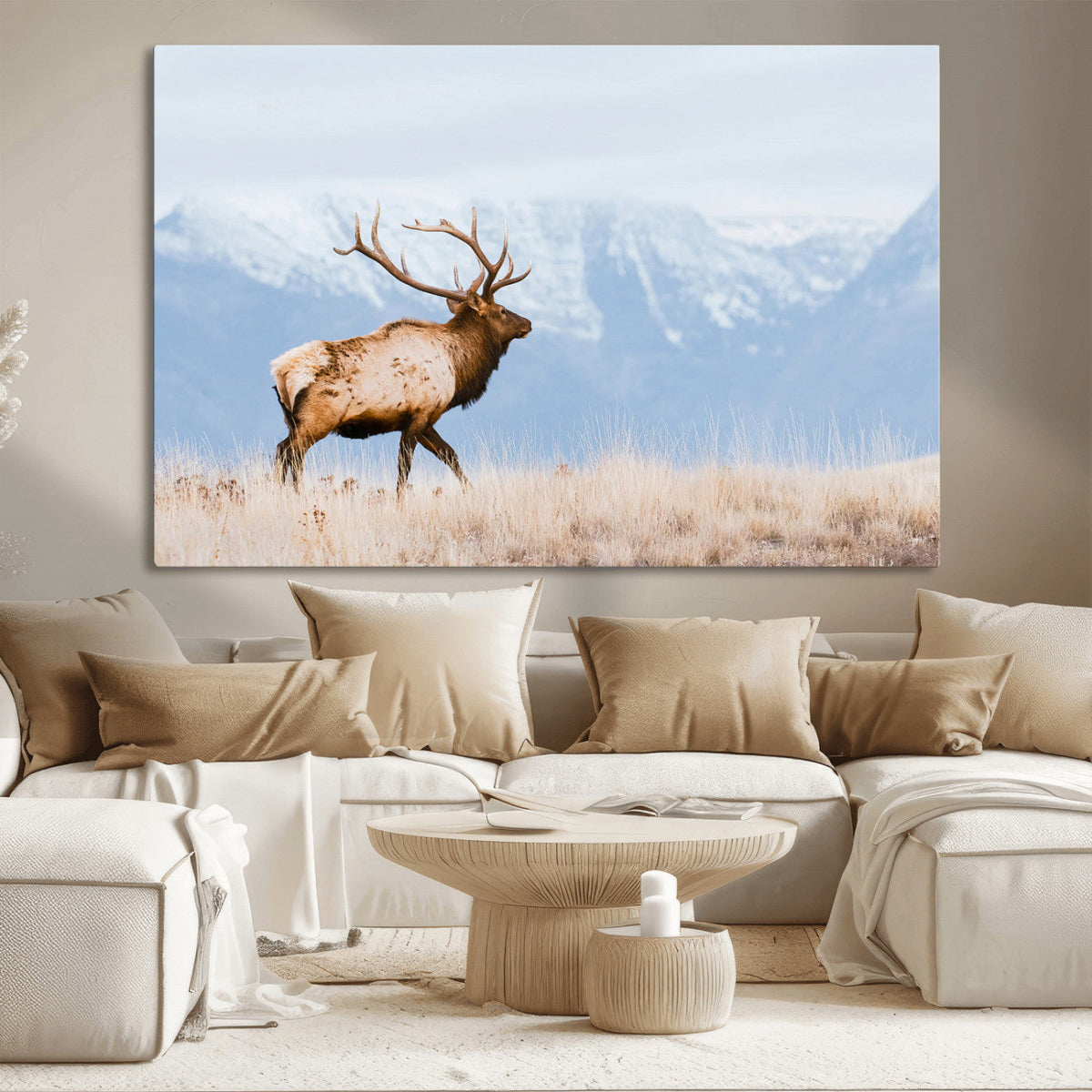 Elk Wall Art Canvas Print – Framed Mountain Wildlife Art