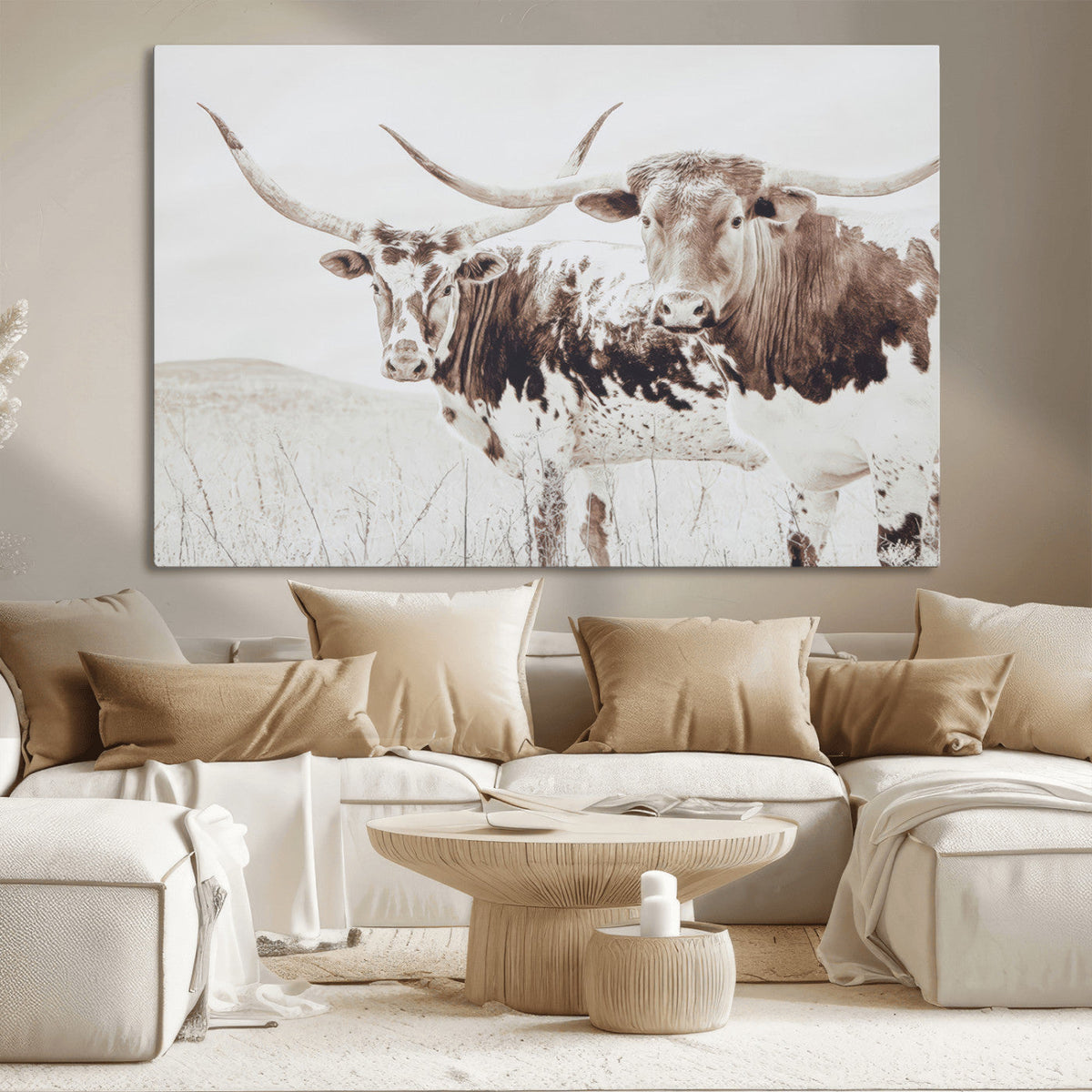 Longhorn Wall Art Canvas Print – Framed Western Cow Canvas