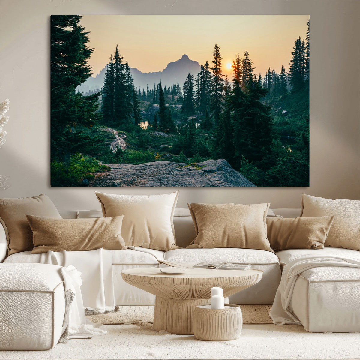 Mountain Landscape Wall Art Canvas Print – Framed Forest