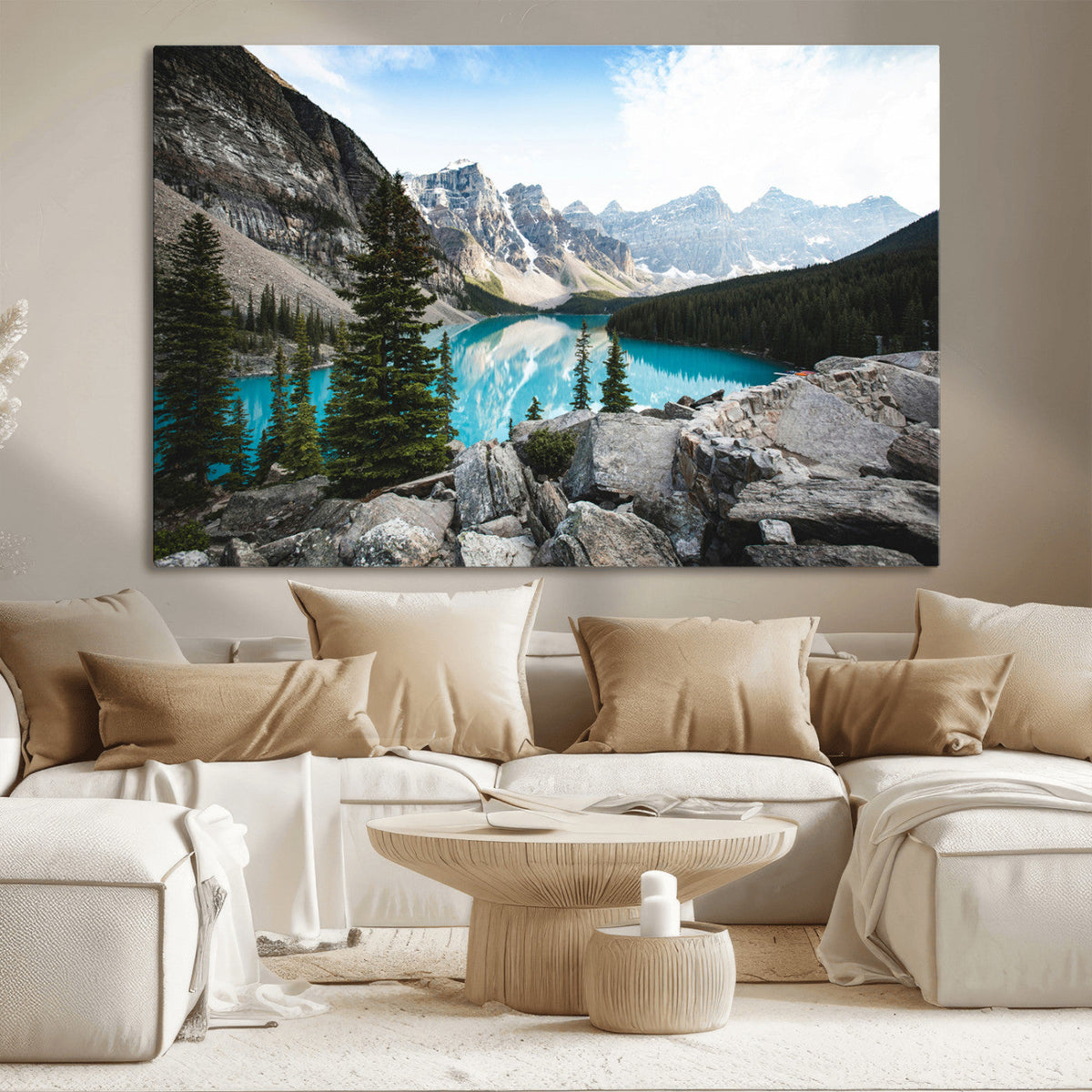 Canadian Rockies Wall Art Canvas Print – Framed Mountain